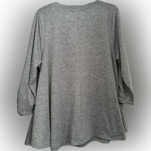 Soft Knit Swing Shirt V-Neck 3/4 Sleeves Ruched 18/20 1X 2X - Picture 2 of 6